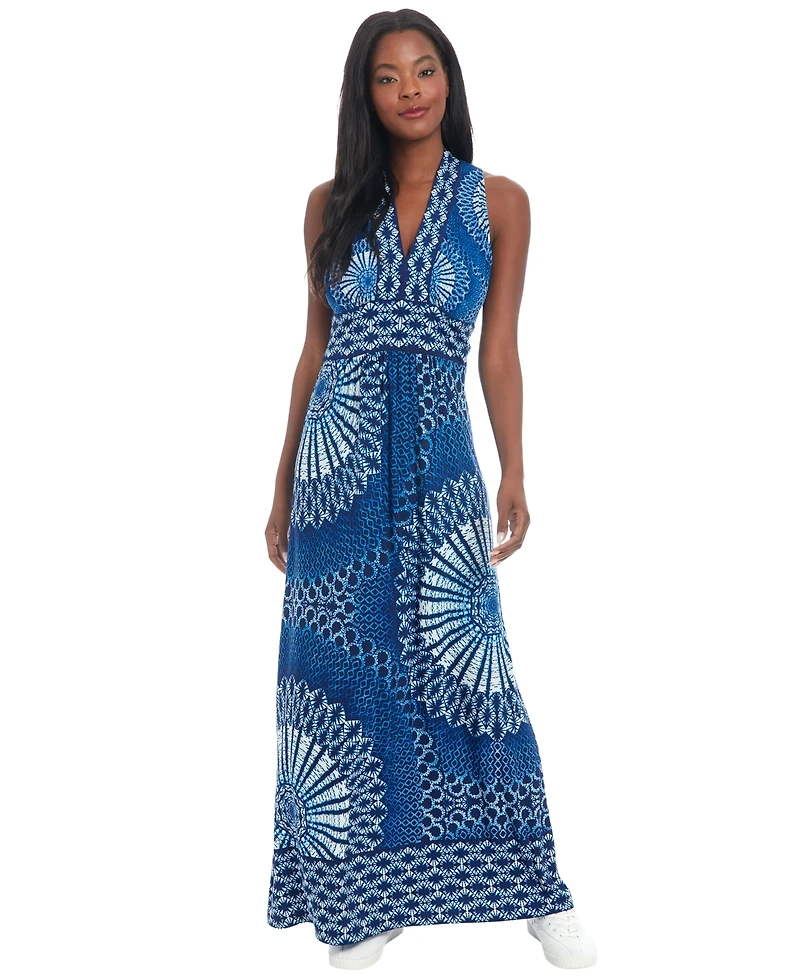 London Times Women's V-Neck Maxi Dress