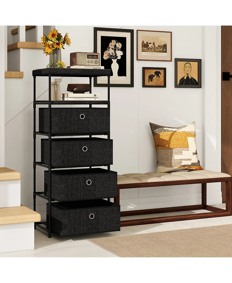 Slickblue Drawer Storage Dresser with Open Shelves Modern Design