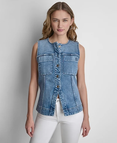 Dkny Jeans Women's Sleeveless Button-Front Vest