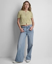Dkny Jeans Women's Short-Sleeve Crewneck Cardigan