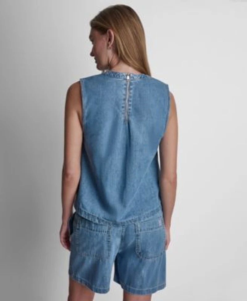 Dkny Jeans Womens A Line Sleeveless Top Mid Rise Flowy Relaxed Pull On Shorts