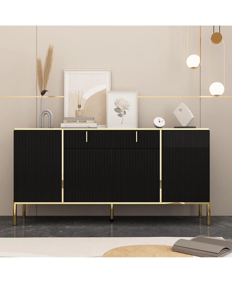 Famapy Dresser with 4 Doors and Deep Drawer, Side Cabinet for Bedroom, Living Room