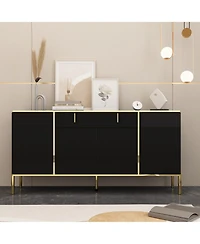 Famapy Dresser with 4 Doors and Deep Drawer, Side Cabinet for Bedroom, Living Room