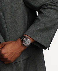 Movado Men's Bold Verso S Swiss Quartz Black Leather Watch, 42mm