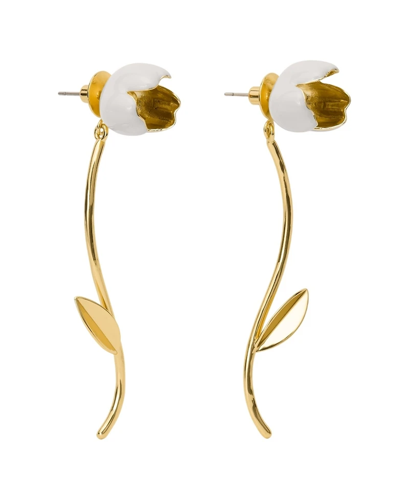 kate spade new york Cubic Zirconia & Imitation Pearl Golden Bloom Floral Statement Earrings