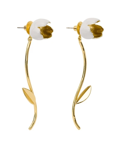 kate spade new york Cubic Zirconia & Imitation Pearl Golden Bloom Floral Statement Earrings