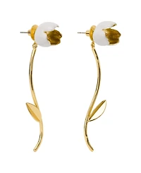 kate spade new york Cubic Zirconia & Imitation Pearl Golden Bloom Floral Statement Earrings