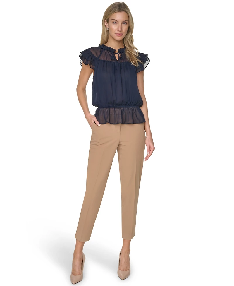Tommy Hilfiger Women's Peplum Flutter-Sleeve Pull-On Blouse