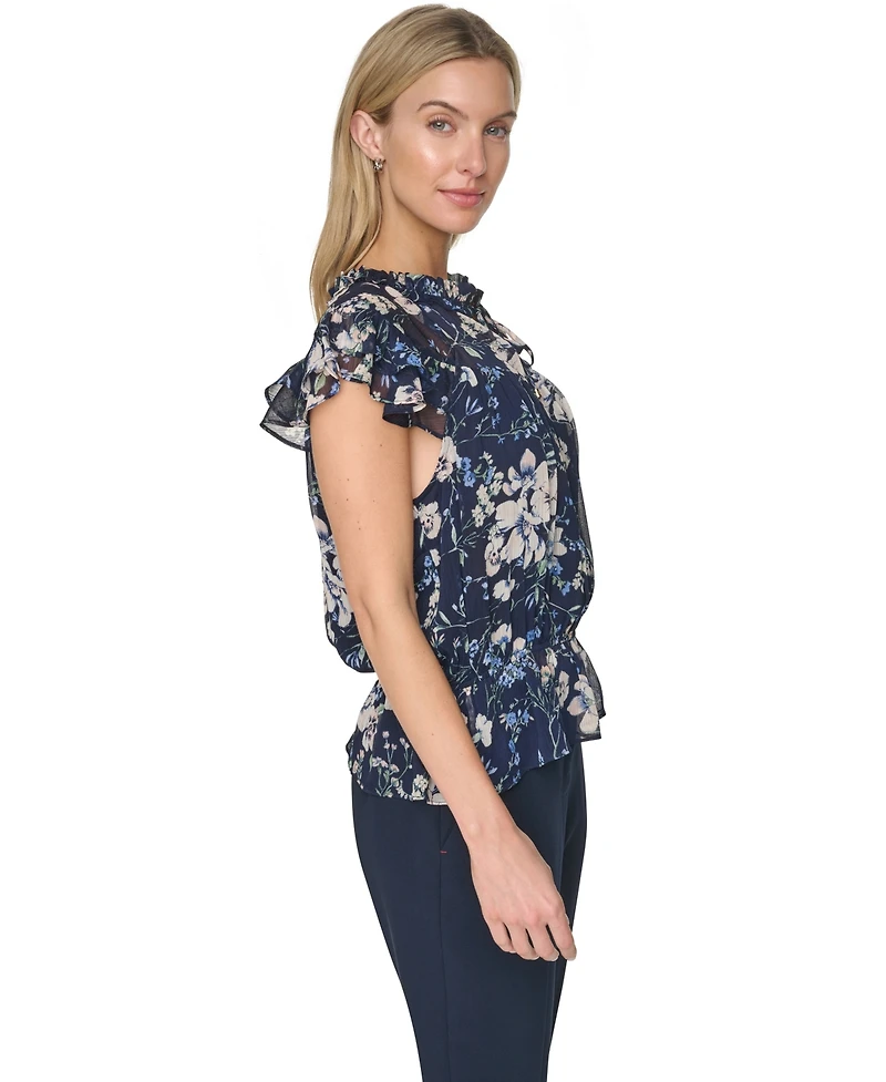 Tommy Hilfiger Women's Peplum Flutter-Sleeve Pull-On Blouse