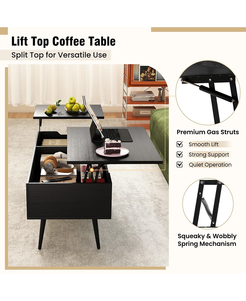 Slickblue Coffee Table Lift Top with 2 Hidden Compartments