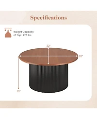 Slickblue Round Coffee Table Solid Wood Frame Wooden Top