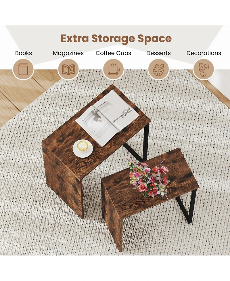 Slickblue Nesting Coffee Tables Set of 2 Stackable