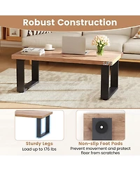 Slickblue Oak Farmhouse Coffee Table Rustic Thick Top Wood Texture