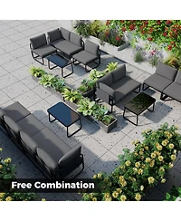Patio Furniture Set, 4-Piece with Cushions and Coffee Table
