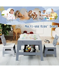 Sugift Toddler Table and 2 Chairs 5-in-1 Cute Art Desk Set with Reversible Chalkboard Whiteboard