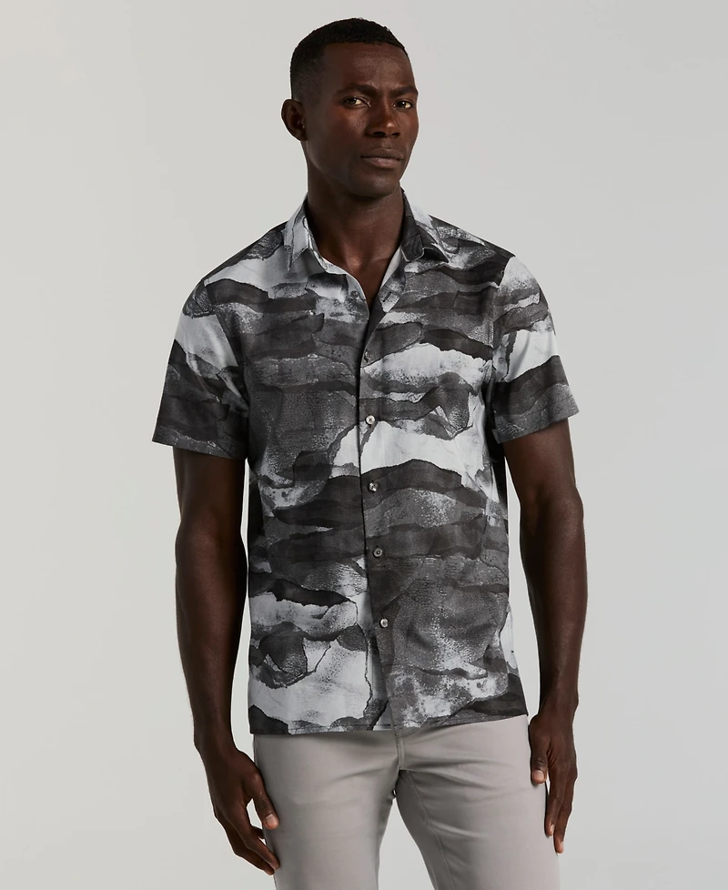 Perry Ellis Men's Cotton Abstract Wave Print Shirt
