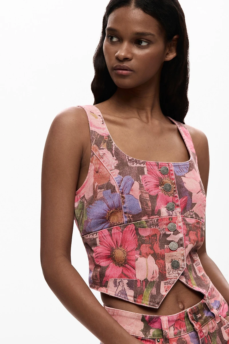 Desigual Women's Printed denim corset