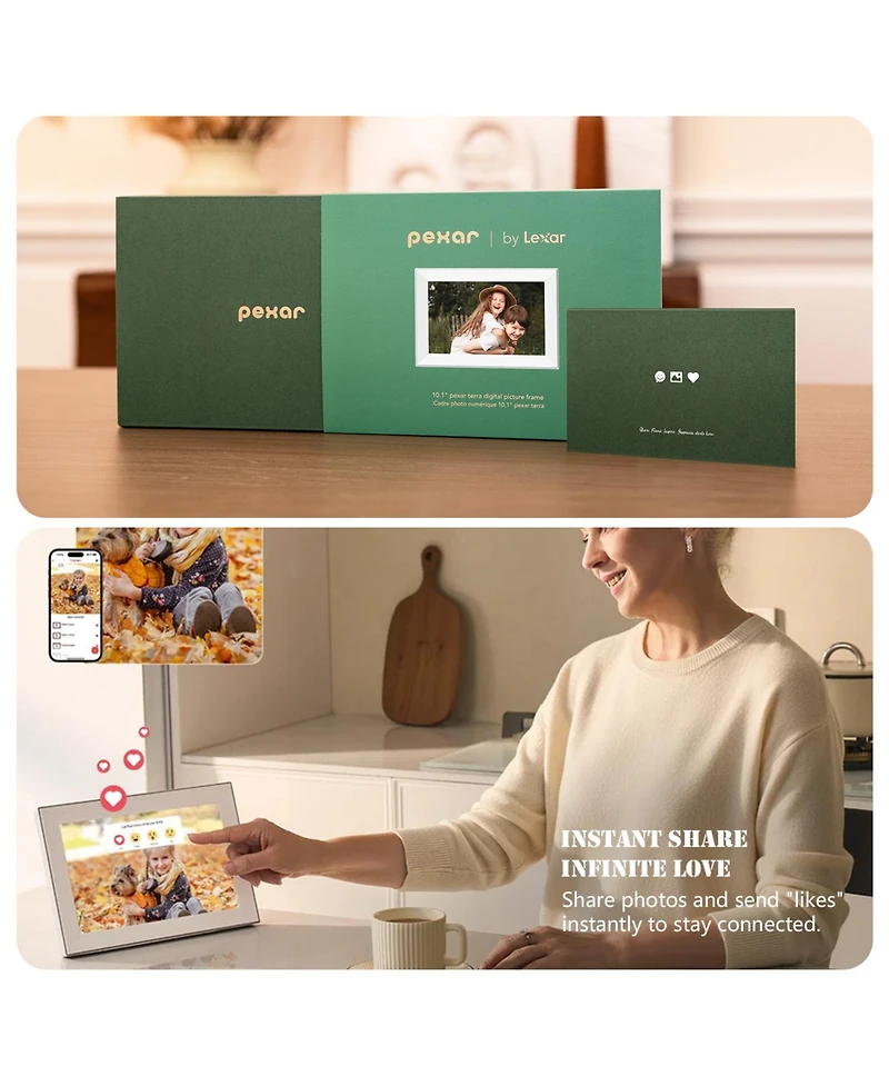Pexar by Lexar 10.1" WiFi Digital Photo Frame | Hd Anti-Glare Touch Display | Share Photos/Videos via App | Perfect for Gifting