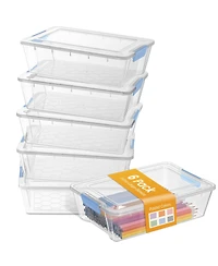 Gnuadz Pencil Box Stackable Clear Organizer Plastic Container Lid Art School Supply