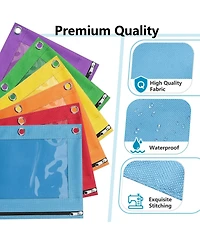Gnuadz 6 Pack Pencil Pouches 3 Ring Binder Zipper Clear Top Bag Grommets