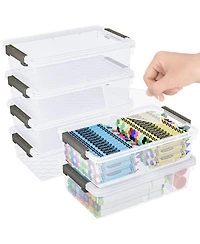 Gnuadz 6 Pack Pencil Box Removable Divider Clear Organizer Stackable Plastic Storage Container Craft School Supply