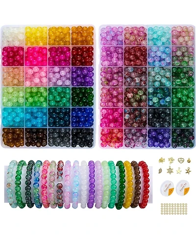 Gnuadz Glass Beads for Bracelets Diy Crafts 2 Pack 1300pcs 48 Colors Round Crystal Beginners Kit