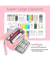 Gnuadz Super Large Pencil Case 3 Compartments Cute Pouch Zipper Portable Stationery Pen School Supplies Teen Girl