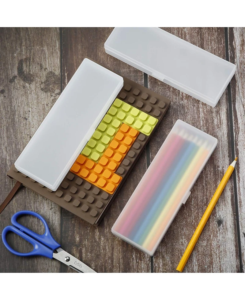Gnuadz 4 pieces Plastic Pencil Case Hinged Lid Snap Closure Stationery Storage Office