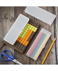 Gnuadz 4 pieces Plastic Pencil Case Hinged Lid Snap Closure Stationery Storage Office