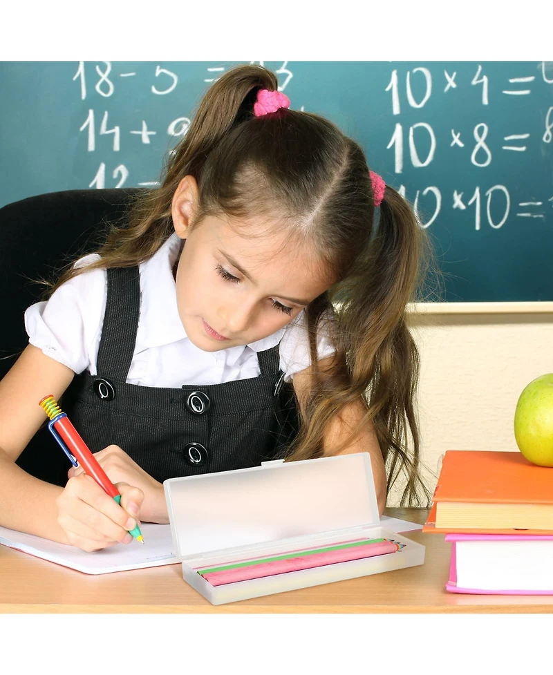 Gnuadz 30 pack Plastic Pencil Case Hinged Lid Stackable Pen Storage School Office