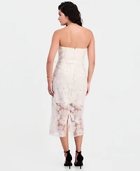 Sam Edelman Women's Beaded Floral Strapless Midi Dress