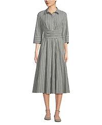 Lands' End Women's Poplin Midi Wrap Front Dress