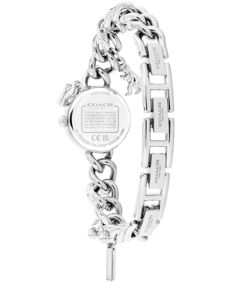 Coach Women's Iris Silver Tone Stainless Steel Charm Bracelet Watch, 22.5mm