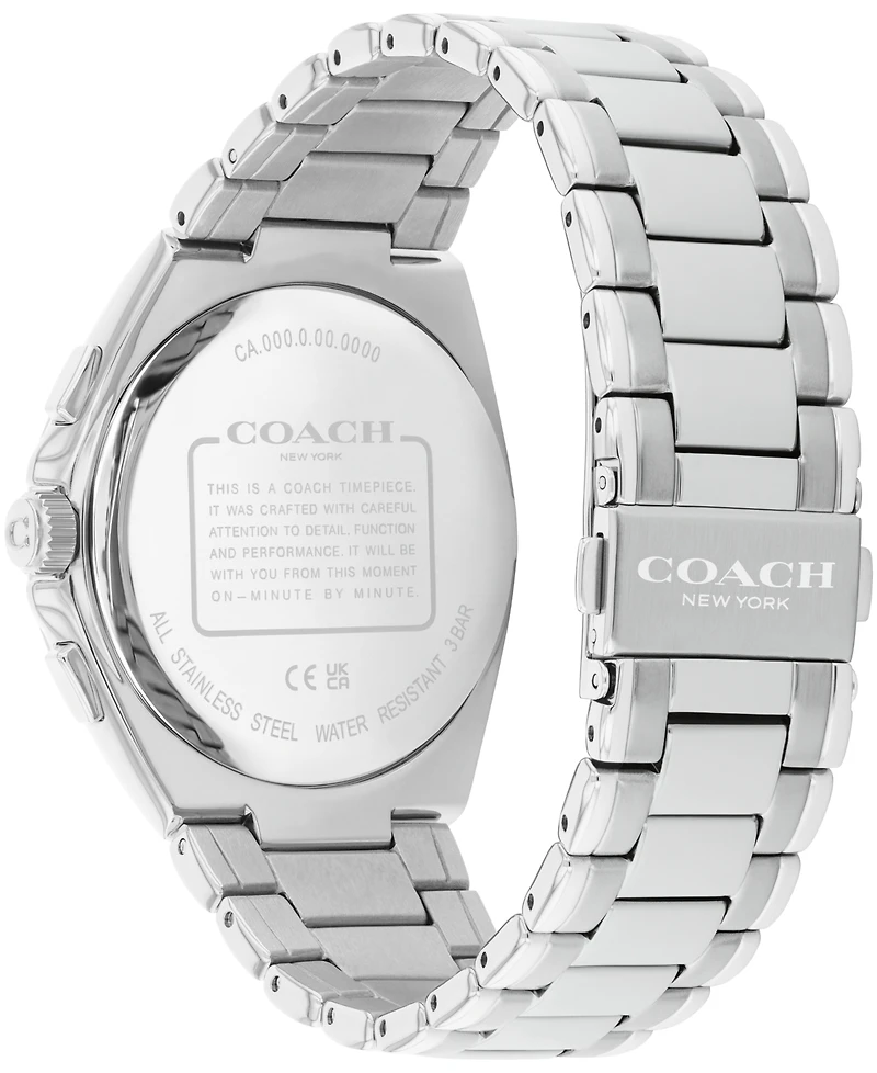 Coach Men's Jackson Silver Tone Stainless Steel Bracelet Watch, 41.5mm