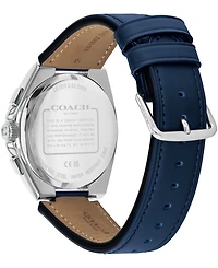 Coach Men's Jackson Navy Leather Strap Watch, 41.5mm