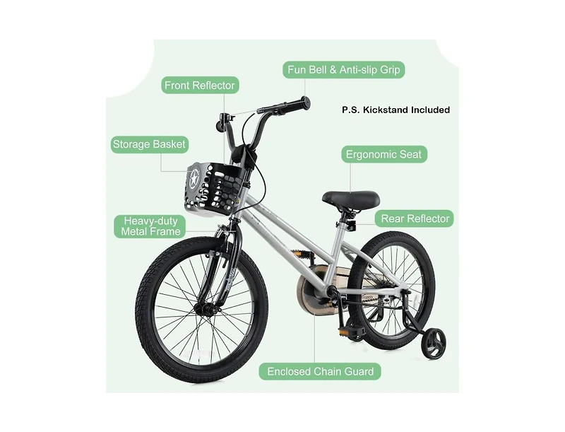 Hongge 18 Inch Kids Bike Adjustable with Transparent Chain Cover