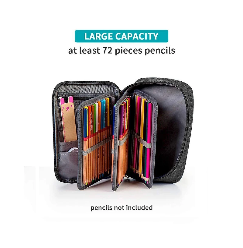 Gnuadz 72 slots Pencil Case Pouch Bag Holder Stationery Organizer Compartments Office Travel
