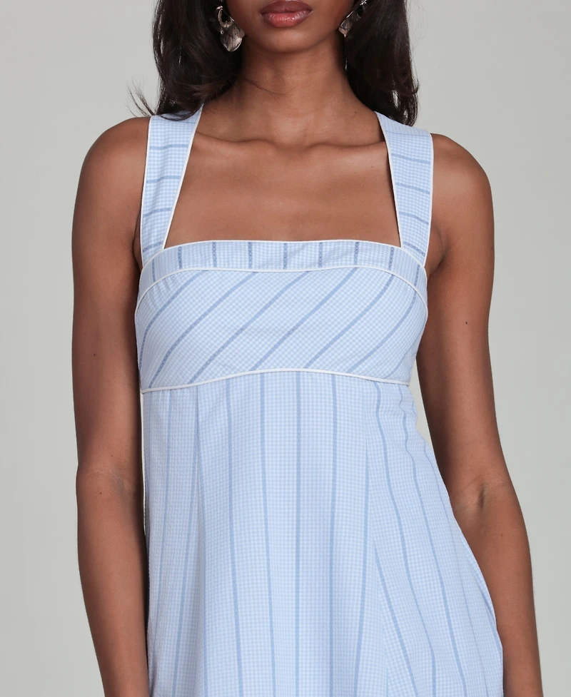 Avec Les Filles Women's Contrast Piping Midi Dress