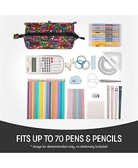 Gnuadz Lenny Pencil Case Doodles Zipper Pouch Makeup Stationery Bag School Travel Washable Polyester Kids Teens Adults