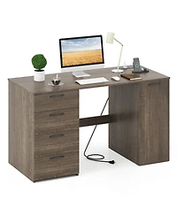 Slickblue Office Desk with Built In Power Outlets and 4 Drawers
