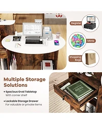 Slickblue Modern Reception Front Desk with Oval Tabletop Counter