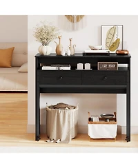 Slickblue Extendable Rolling Desk with 2 Storage Drawers Home Office