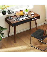 Slickblue Modern Desk Mid Century Style with Drawer and Open Shelf