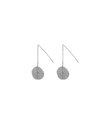 Bearfruit Jewelry Sienna Textured Leaf Disc Threader Earrings Sculptural Trendy