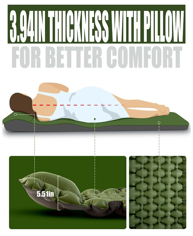 Gnuadz Self Inflating Sleeping Pad with Foot Pump for Camping Hiking Outdoor Recreation Gear