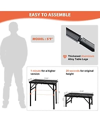 Gnuadz Camping Table Mesh Portable Folding Grill Height Adjustable Camping Outdoor Recreation Gear