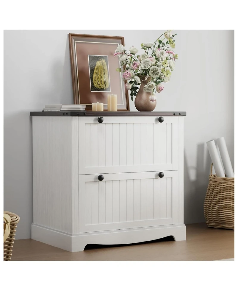 gaomon Farmhouse Lateral File Cabinet with 2 Drawers and Hanging File Storage