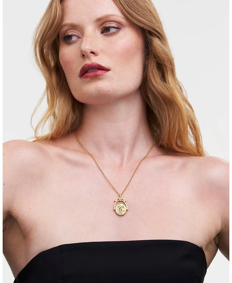 Fable England C Initial Cornflower Gold Spinner Chain Necklace