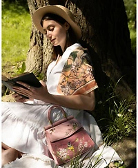 Fable England Song Bird Embroidered Mini Pink Tote