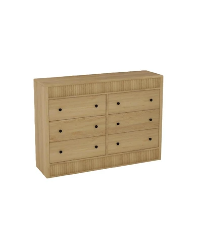 gaomon Modern Fluted 6 Drawer Dresser Wooden Storage Chest